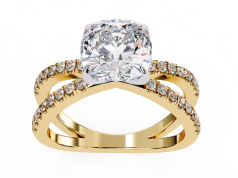 Printable 3D jewelry model of Solitaire Lady Ring with Diamond 3D Model