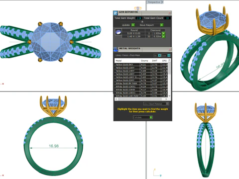 Printable 3D jewelry model of Solitaire Lady Ring with Diamond 3D Model