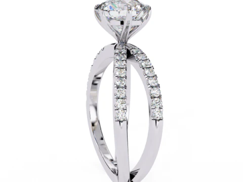Printable 3D jewelry model of Solitaire Lady Ring with Diamond 3D Model