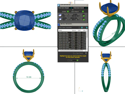 Printable 3D jewelry model of Solitaire Lady Ring with Diamond 3D Model