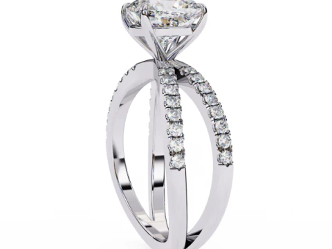 Printable 3D jewelry model of Solitaire Lady Ring with Diamond 3D Model