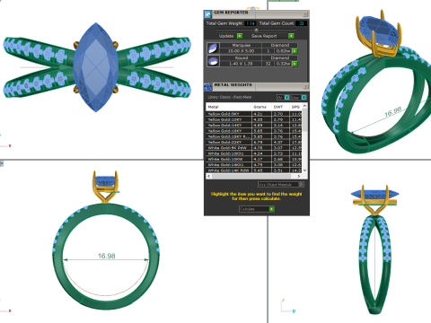 Printable 3D jewelry model of Solitaire Lady Ring with Diamond 3D Model