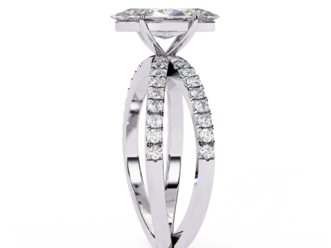 Printable 3D jewelry model of Solitaire Lady Ring with Diamond 3D Model