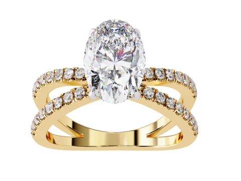 Model perhiasan 3D yang dapat dicetak dari Solitaire Lady Ring dengan Berlian Model 3D