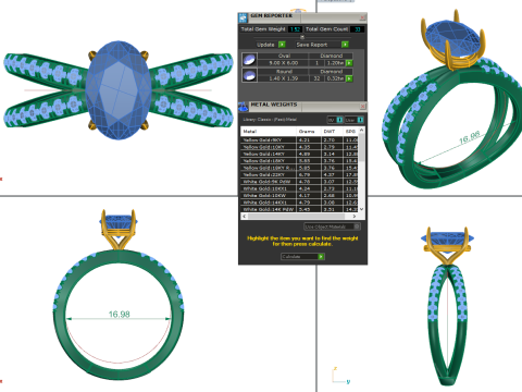 Printable 3D jewelry model of Solitaire Lady Ring with Diamond 3D Model