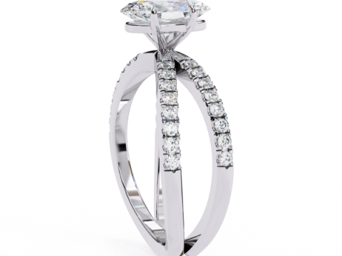 Printable 3D jewelry model of Solitaire Lady Ring with Diamond 3D Model