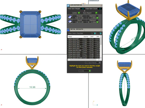 Printable 3D jewelry model of Solitaire Lady Ring with Diamond 3D Model