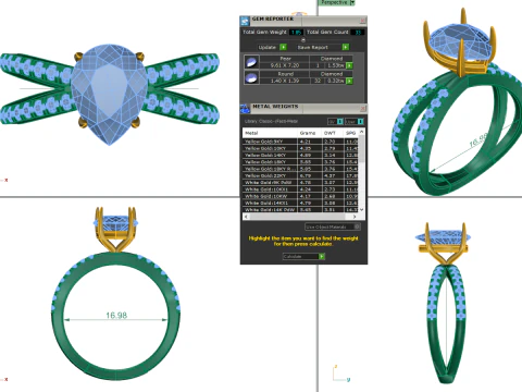 Printable 3D jewelry model of Solitaire Lady Ring with Diamond 3D Model