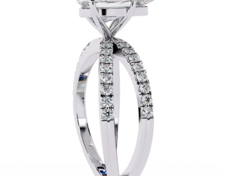 Printable 3D jewelry model of Solitaire Lady Ring with Diamond 3D Model