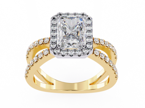 Printable 3D jewelry model of Solitaire Lady Ring with Diamond Modello 3D