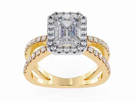 Printable 3D jewelry model of Solitaire Lady Ring with Diamond Modello 3D