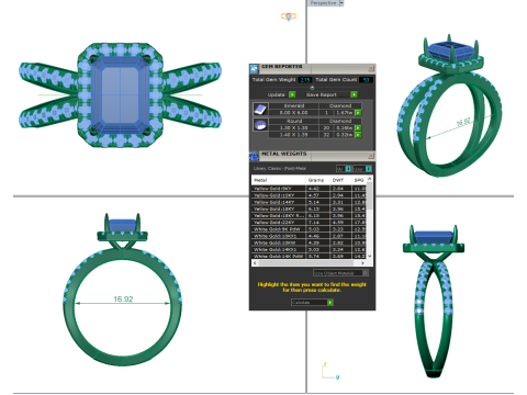 Printable 3D jewelry model of Solitaire Lady Ring with Diamond Modelo 3D