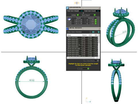 Printable 3D jewelry model of Solitaire Lady Ring with Diamond Modèle 3D
