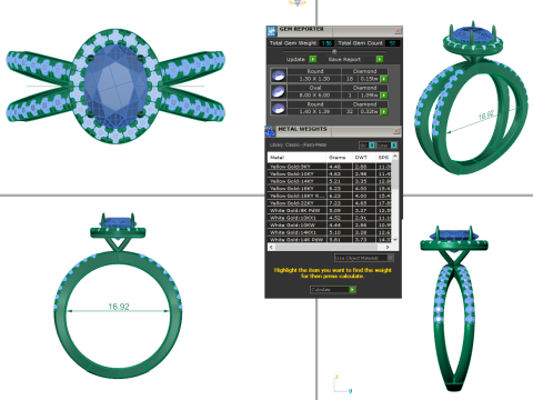 Printable 3D jewelry model of Solitaire Lady Ring with Diamond 3D Модель