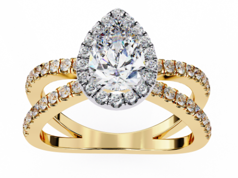 Printable 3D jewelry model of Solitaire Lady Ring with Diamond Modello 3D