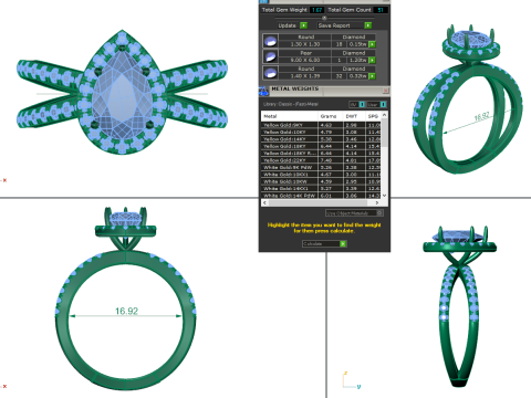 Printable 3D jewelry model of Solitaire Lady Ring with Diamond 3D Модель