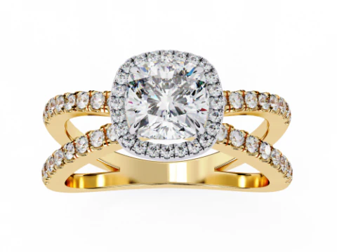 다이아몬드가 포함된 Solitaire Lady Ring의 인쇄 가능한 3D 주얼리 모델 3D 모델