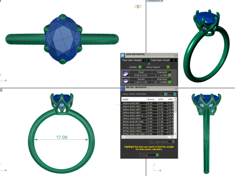 Printable 3D jewelry model of Solitaire Lady Ring with Diamond 3D Model
