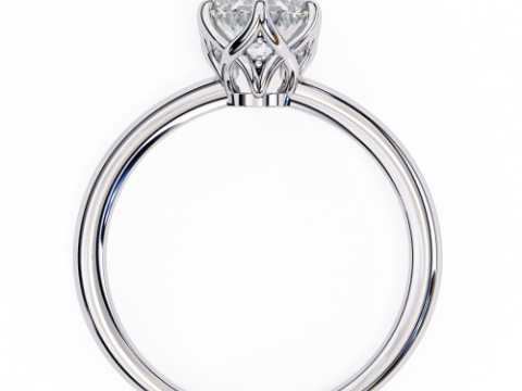 Printable 3D jewelry model of Solitaire Lady Ring with Diamond 3D Model