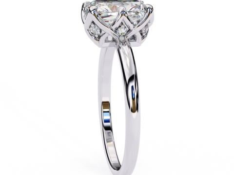 Printable 3D jewelry model of Solitaire Lady Ring with Diamond Modelo 3D
