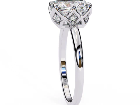 Printable 3D jewelry model of Solitaire Lady Ring with Diamond 3D Model