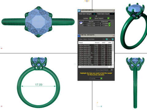 Printable 3D jewelry model of Solitaire Lady Ring with Diamond Modelo 3D