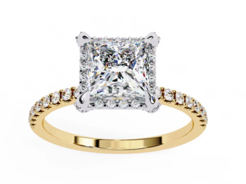 다이아몬드가 포함된 Solitaire Lady Ring의 인쇄 가능한 3D 주얼리 모델 3D 모델