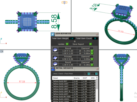 다이아몬드가 포함된 Solitaire Lady Ring의 인쇄 가능한 3D 주얼리 모델 3D 모델
