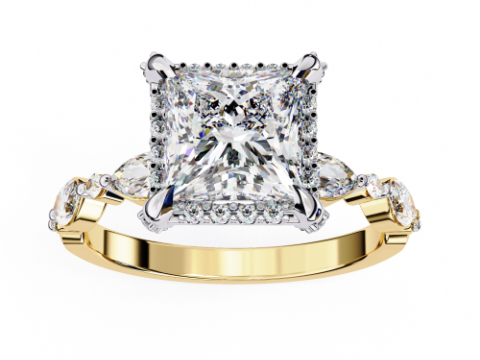 Printable 3D jewelry model of Solitaire Lady Ring with Diamond Modelo 3D