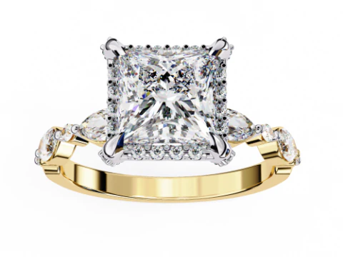 다이아몬드가 포함된 Solitaire Lady Ring의 인쇄 가능한 3D 주얼리 모델 3D 모델