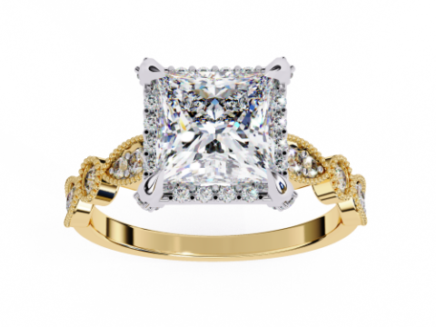 Printable 3D jewelry model of Solitaire Lady Ring with Diamond Modelo 3D