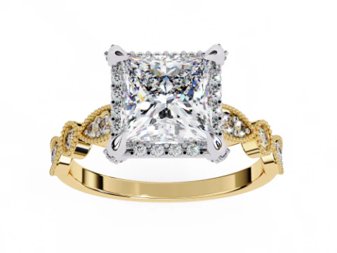 다이아몬드가 포함된 Solitaire Lady Ring의 인쇄 가능한 3D 주얼리 모델 3D 모델