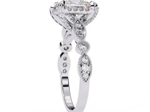 Printable 3D jewelry model of Solitaire Lady Ring with Diamond 3D 모델