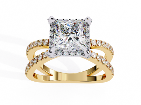 Printable 3D jewelry model of Solitaire Lady Ring with Diamond Modelo 3D