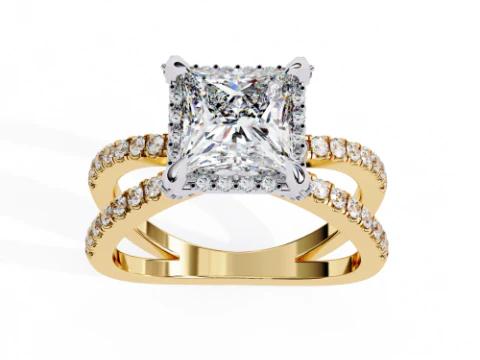 Modelo de joia 3D para impressão de Solitaire Lady Ring com diamante Modelo 3D