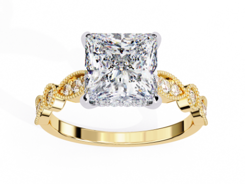 Printable 3D jewelry model of Solitaire Lady Ring with Diamond Modelo 3D