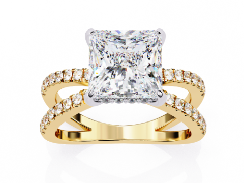 Printable 3D jewelry model of Solitaire Lady Ring with Diamond 3Dモデル