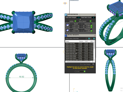 Printable 3D jewelry model of Solitaire Lady Ring with Diamond 3Dモデル