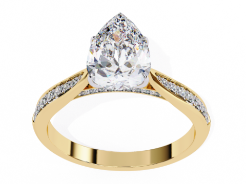 Printable 3D jewelry model of Solitaire Lady Ring with Diamond Model 3D