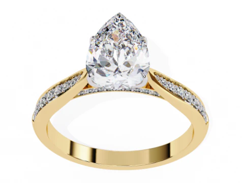 Printable 3D jewelry model of Solitaire Lady Ring with Diamond 3D Model