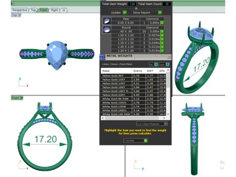 Printable 3D jewelry model of Solitaire Lady Ring with Diamond 3D Model