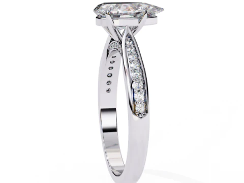 Printable 3D jewelry model of Solitaire Lady Ring with Diamond 3D Model