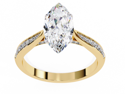 Printable 3D jewelry model of Solitaire Lady Ring with Diamond Modello 3D