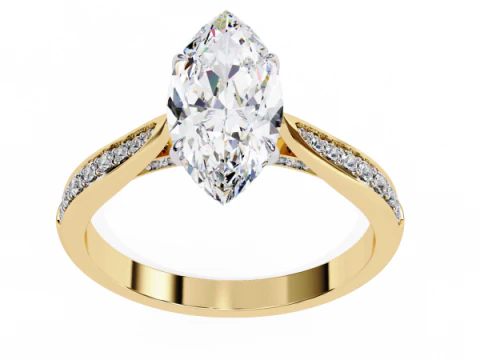 Printable 3D jewelry model of Solitaire Lady Ring with Diamond 3D Model