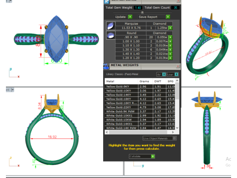 Printable 3D jewelry model of Solitaire Lady Ring with Diamond Model 3D