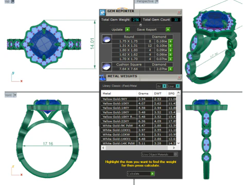 Printable 3D jewelry model of Solitaire Lady Ring with Diamond 3D Model