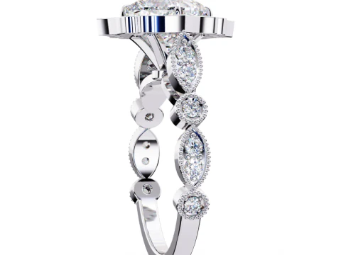 Printable 3D jewelry model of Solitaire Lady Ring with Diamond 3D Model