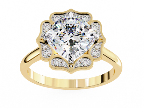 Printable 3D jewelry model of Solitaire Lady Ring with Diamond Modelo 3D
