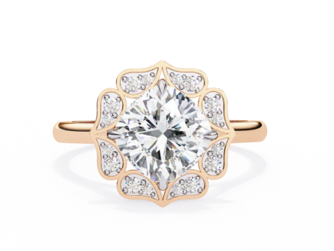 Printable 3D jewelry model of Solitaire Lady Ring with Diamond 3D Model