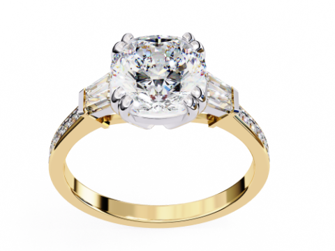 Printable 3D jewelry model of Solitaire Lady Ring with Diamond Modelo 3D
